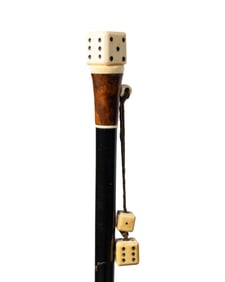 ENGLISH CARVED BONE DICE WALKING CANE, C. 1890
