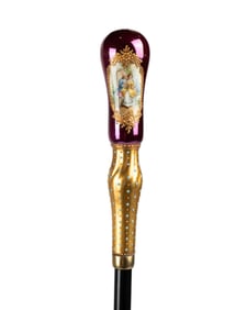 19TH C. BOHEMIAN GLASS WALKING CANE