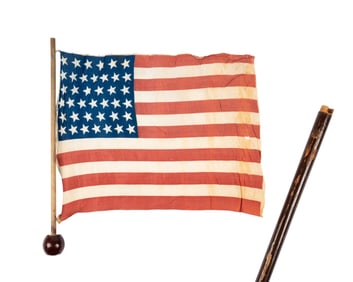 PARADE CANE WITH 39 STAR AMERICAN FLAG