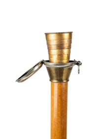 19TH C. AMERICAN CUP & FLASK GADGET CANE
