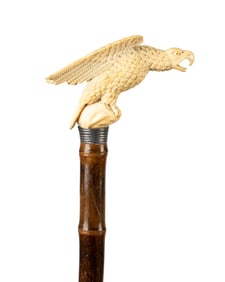 19TH C. ENGLISH CARVED EAGLE WALKING CANE