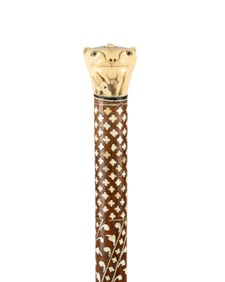 ANGLO-INDIAN INLAID WALKING CANE, C. 1910