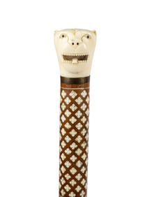 ANGLO-INDIAN INLAID WALKING CANE, C. 1890