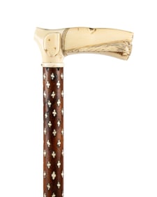 19TH C. ANGLO-INDIAN CARVED WALKING CANE