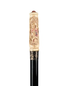 19TH C. CHINESE FIGURAL WALKING CANE