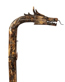 19TH C. CHINESE DRAGON CARVED WOOD CANE