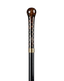 19TH C. FRENCH WALKING CANE WITH PIQUE WORK STARS