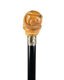 19TH C. COBRA HANDLE ROSEWOOD WALKING CANE