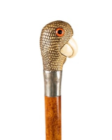 19TH C. PARROT HANDLE WALKING CANE