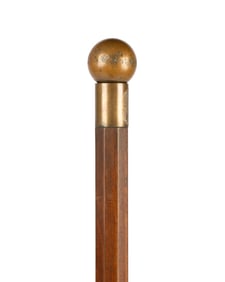 ENGLISH BRASS BALL HANDLE WALKING CANE