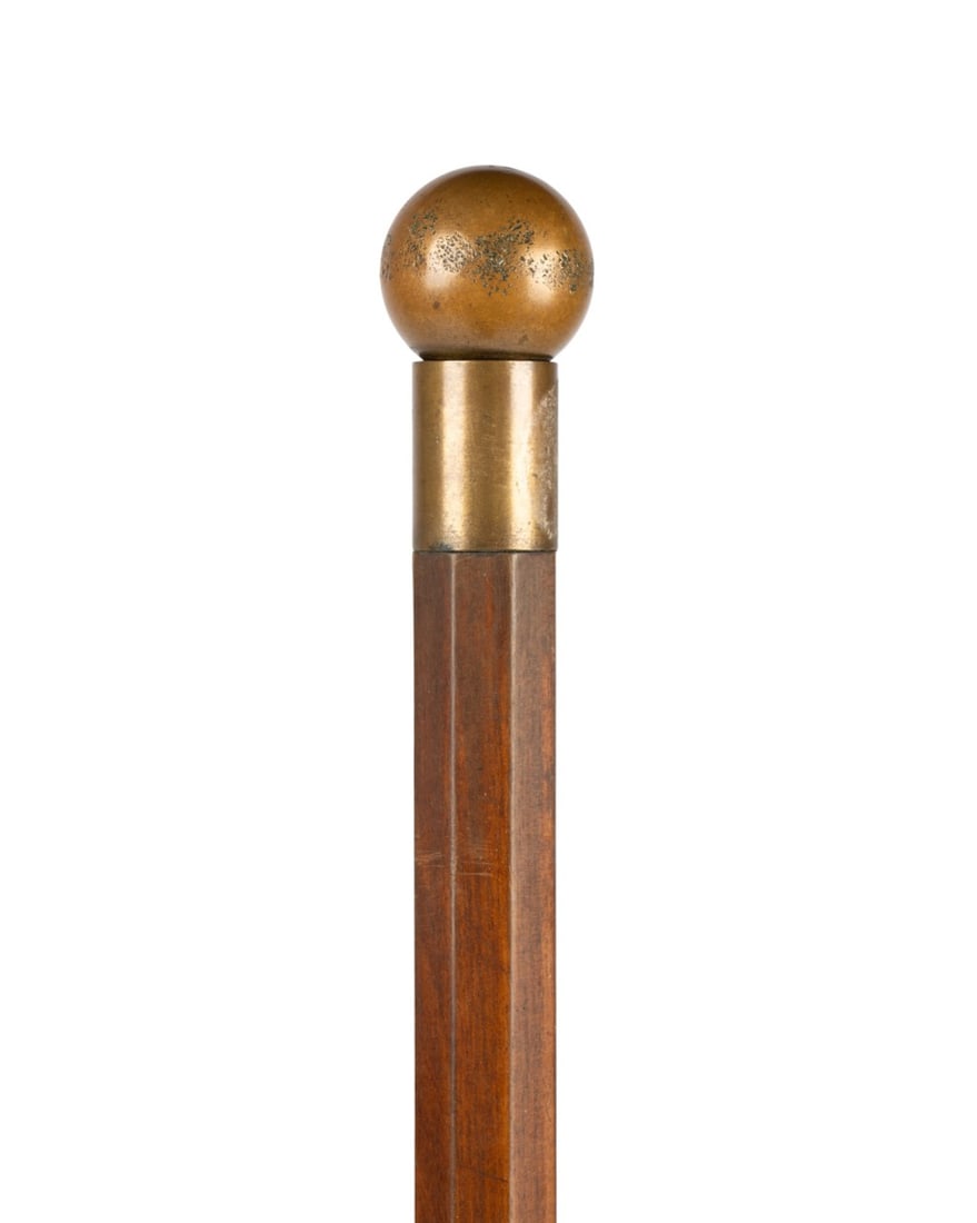 ENGLISH BRASS BALL HANDLE WALKING CANE (1 of 5)