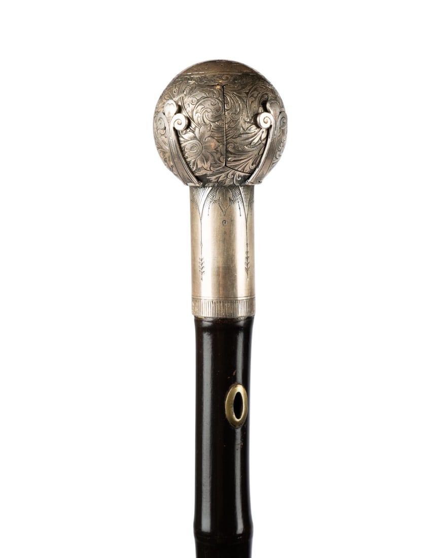ENGLISH MASONIC FOLDING BALL CANE, C. 1889 (1 of 9)