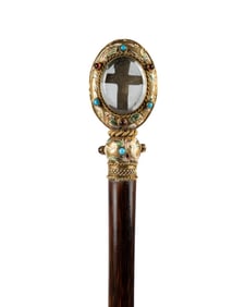 19TH C. CATHOLIC RELIQUARY WALKING CANE