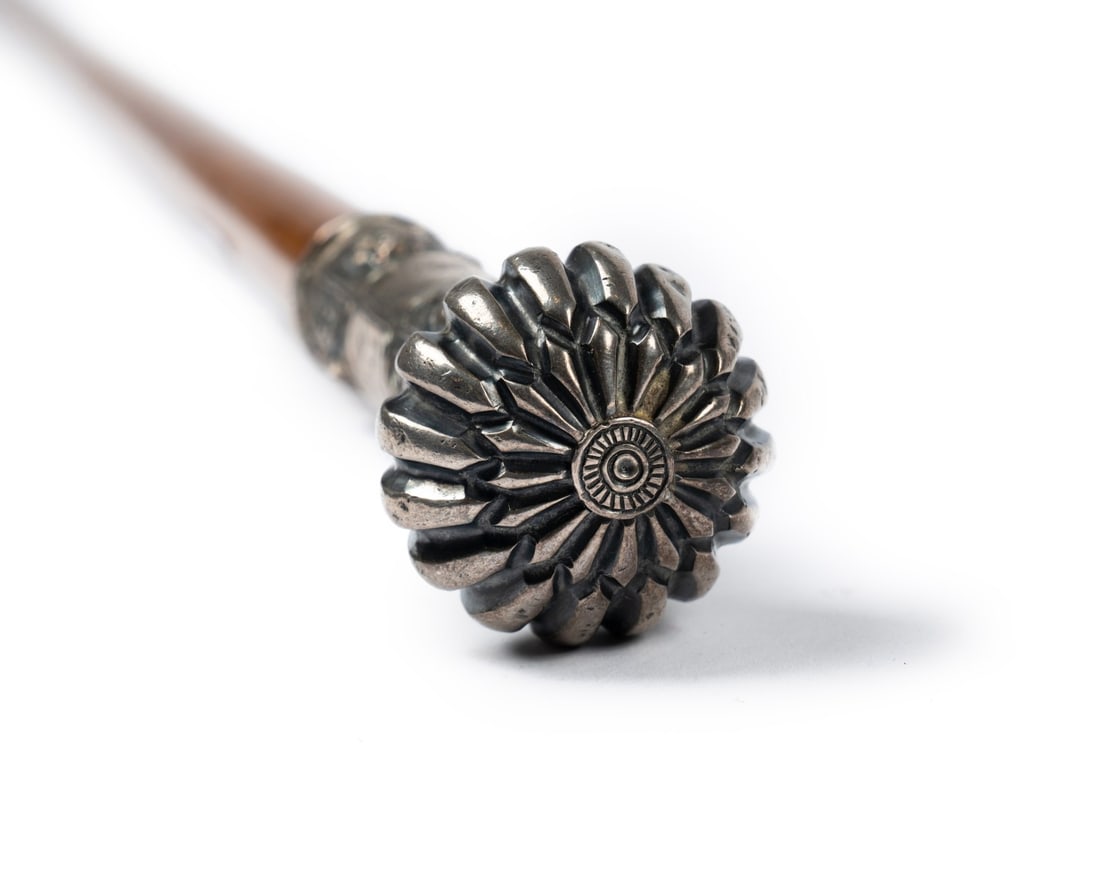 CHINESE EIGHT IMMORTALS SILVER PRESENTATION CANE - 3