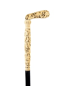 CHINESE EXPORT CARVED WALKING CANE, C. 1890