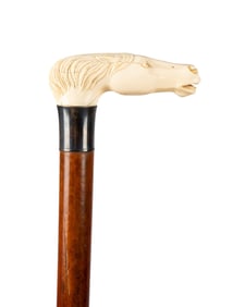 19TH C. AMERICAN HORSE HEAD WALKING CANE