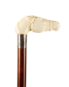ENGLISH HORSE HEAD RACE PRESENTATION CANE, C. 1908