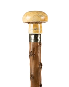 19TH C. MUSHROOM HANDLE WALKING CANE