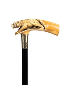 GERMAN BEAR HANDLE WALKING CANE, C. 1890