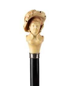 FRENCH GRANDE DAME BUST HANDLE CANE, C. 1880