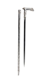 INDIAN STERLING SILVER SWORD WALKING CANE