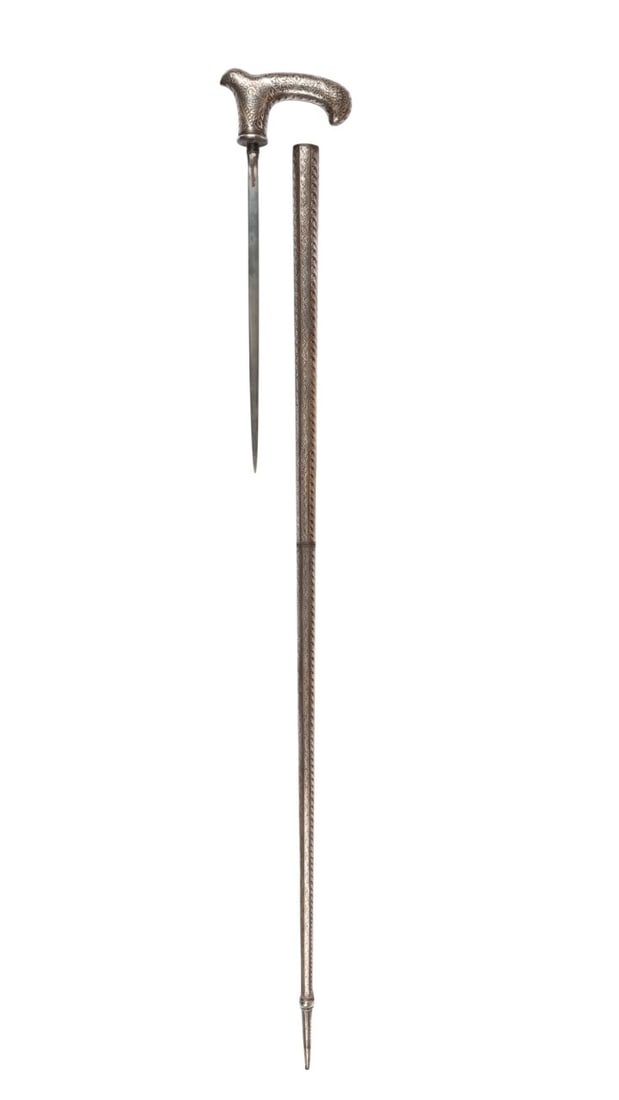 INDIAN CROUCH CRUTCH SWORD CANE, C. 1880 (1 of 8)