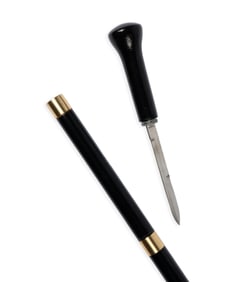 EBONIZED WOOD DAGGER AND SWORD CANE