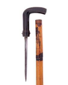FRENCH TRI-EDGE DAGGER WEAPON CANE, C. 1910