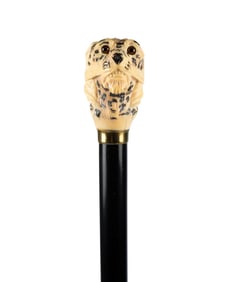 19TH C. LYNX HEAD HANDLE WALKING CANE