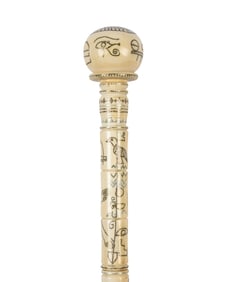 ANGLO-EGYPTIAN PHARAOH PIQUE WALKING CANE, C. 1900