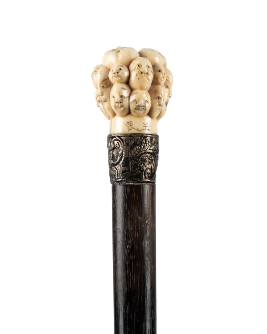 19TH C. JAPANESE 1000 FACES WALKING CANE (1 of 6)