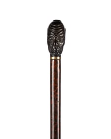 AFRICAN MAN BUST WALKING CANE, C. 1920