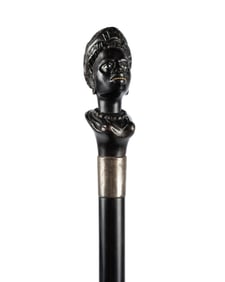19TH C. AMERICAN FEMALE BUST WALKING CANE