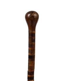 19TH C. ENGLISH EXOTIC WOOD DISK CANE