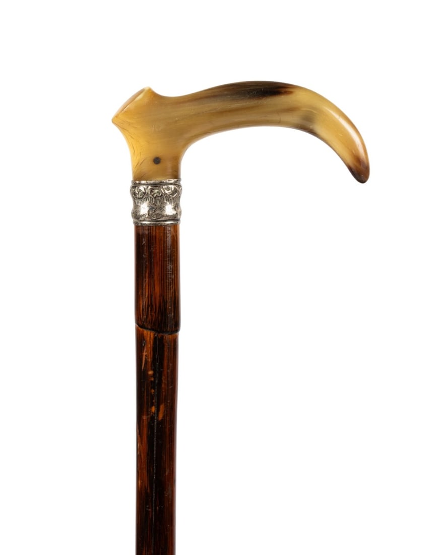 ENGLISH UNDERTAKER CANE WITH HORN HANDLE & MEASURE (1 of 5)