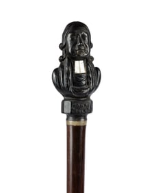 19TH C. ENGLISH BUST OF JOHN WESLEY WALKING CANE