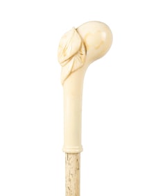 CARVED BONE WALKING CANE, C. 1880