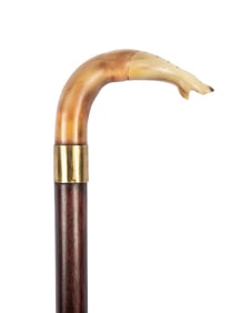 19TH C. ENGLISH BOOT & LEG WALKING CANE