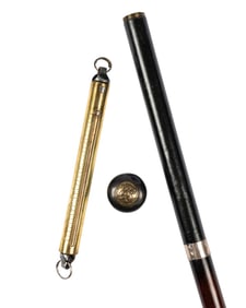 19TH C. ENGLISH HANGING SCALE GADGET CANE
