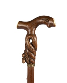 GERMAN DEER HORN HANDLE WALKING CANE, C. 1900