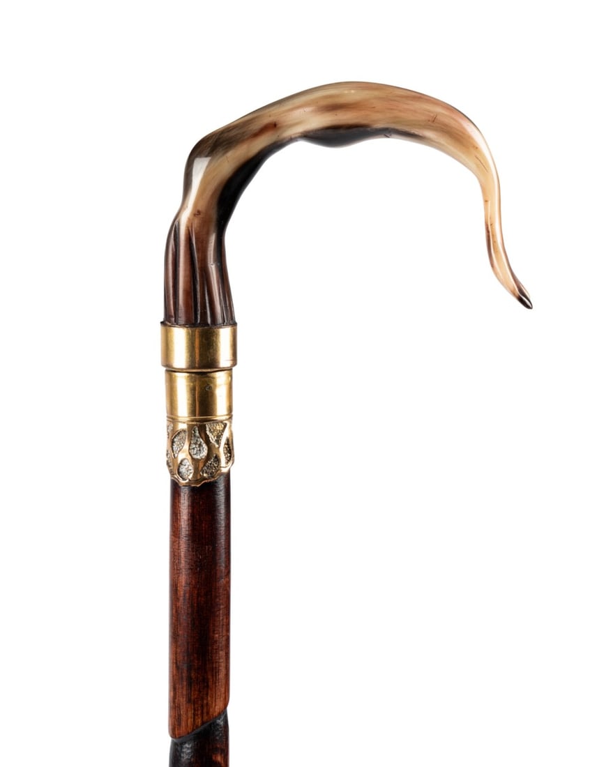 19TH C. ENGLISH MERMAID HANDLE WALKING CANE (1 of 6)