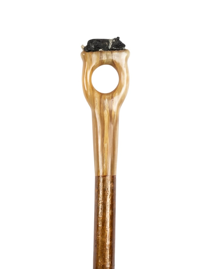 CARVED BONE THUMB WALKING CANE (1 of 5)