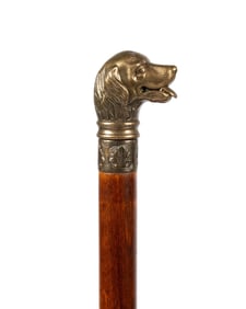 FRENCH BRONZE DOG LETTER OPENER CANE