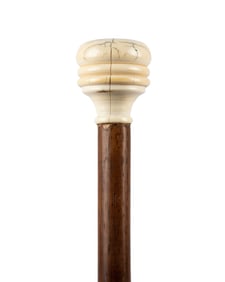 19TH C. ENGLISH TURNED KNOB HANDLED CANE