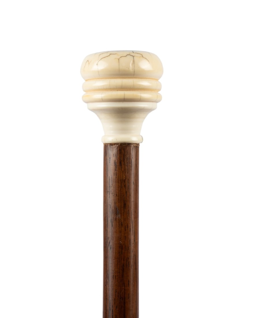 19TH C. ENGLISH TURNED KNOB HANDLED CANE - 2