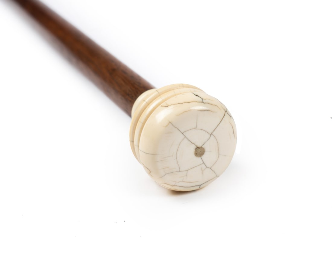19TH C. ENGLISH TURNED KNOB HANDLED CANE - 4