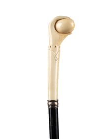 AMERICAN HAND & EGG HANDLED WALKING CANE, C. 1900