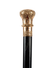 AMERICAN GILT HANDLED PRESENTATION CANE, 1883