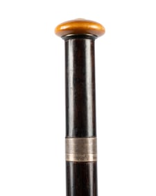 18TH C. ENGLISH WALKING CANE W/ DOCUMENT IN HANDLE