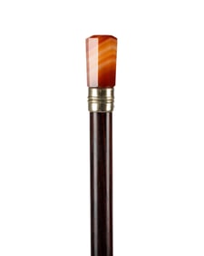CONTEMPORARY LADIES CANE WITH CARVED STONE HANDLE